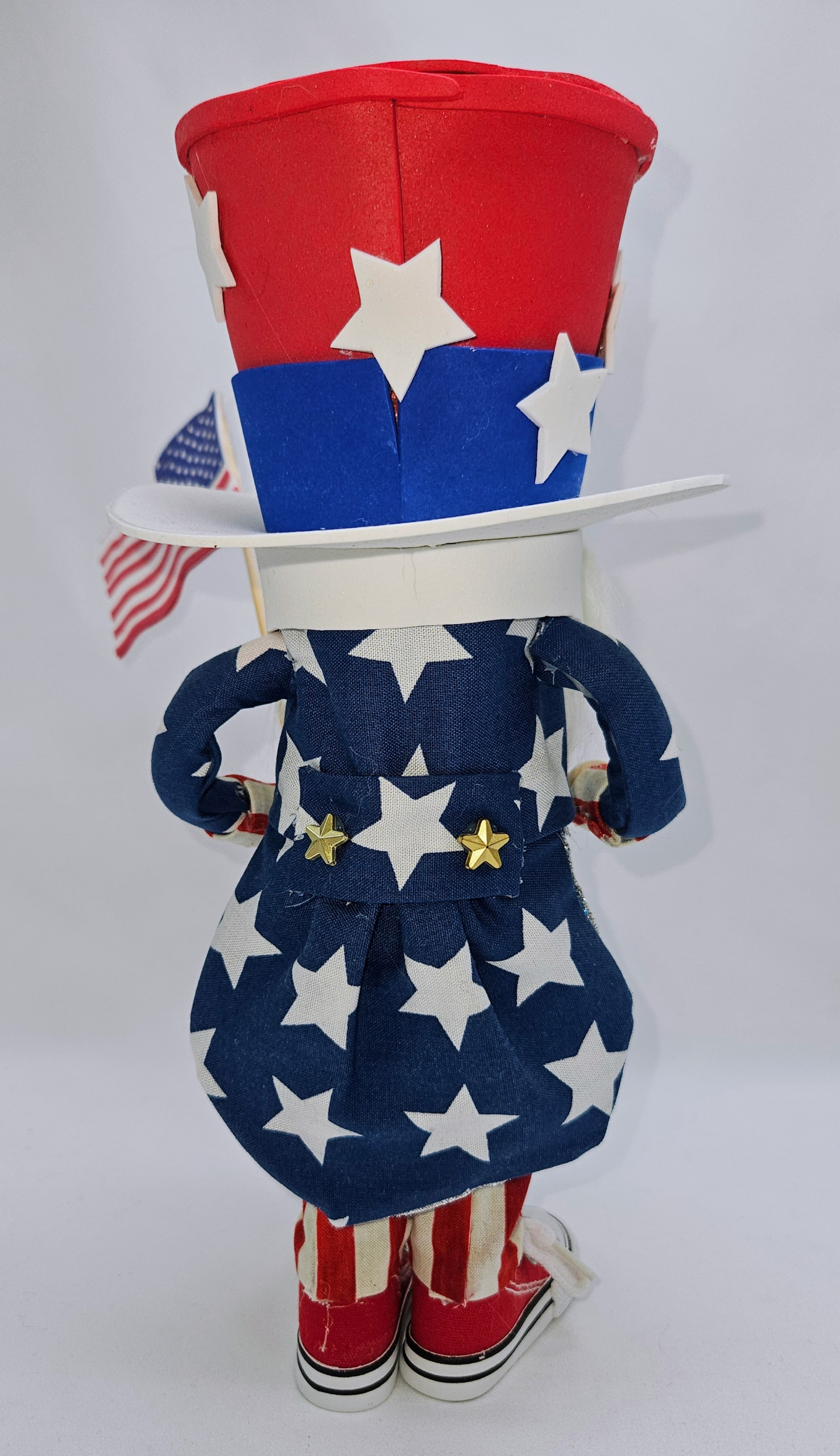 Handmade Uncle Sam Gnome with Red Sneakers – Patriotic 4th of July Decor - Image 2