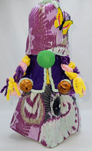 Handmade Gnome Girl with Butterfly Hat | Whimsical 13.5" Specialty Themed Gnome